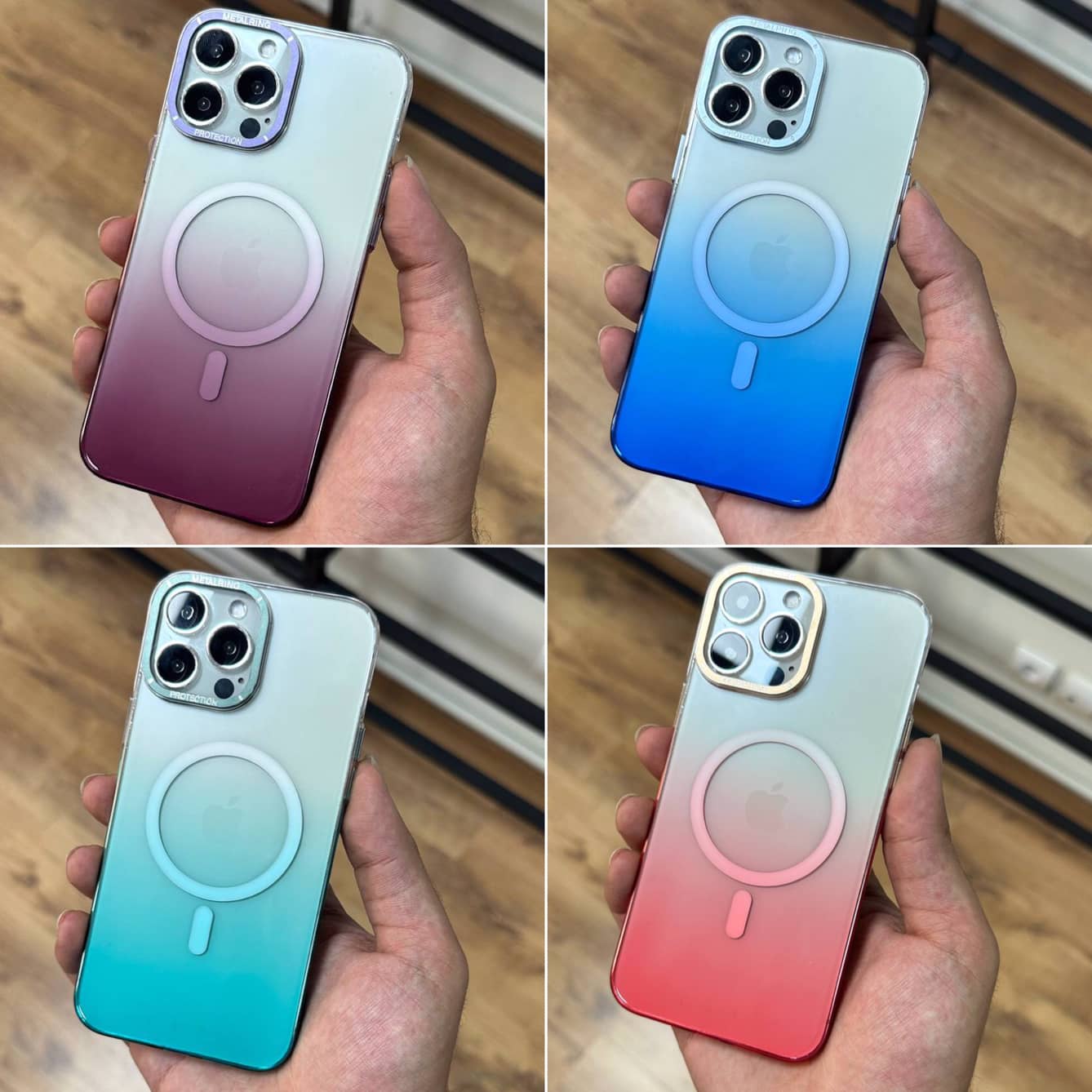 قاب کریستالی متال رینگ به همراه مگ سیف iphone